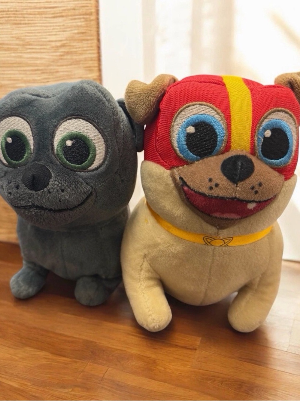 Disney Plush Dog Toy Duo - Gray and Cream with Red and Yellow Mask